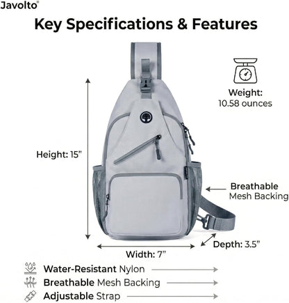 Sling Bag for Men Crossbody Backpack, Small Sling Backpack Mens Shoulder Bag, Casual Daypack Hiking Bag for Travel