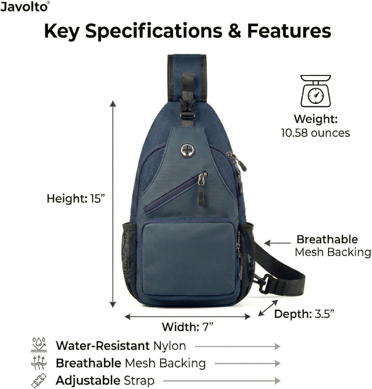 Sling Bag for Men Crossbody Backpack, Small Sling Backpack Mens Shoulder Bag, Casual Daypack Hiking Bag for Travel