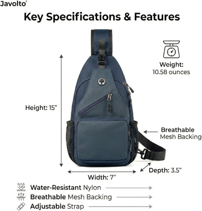 Sling Bag for Men Crossbody Backpack, Small Sling Backpack Mens Shoulder Bag, Casual Daypack Hiking Bag for Travel