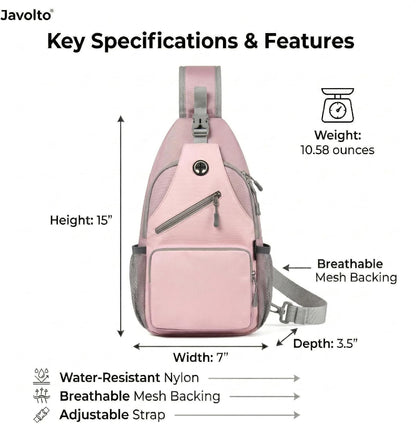 Sling Bag for Men Crossbody Backpack, Small Sling Backpack Mens Shoulder Bag, Casual Daypack Hiking Bag for Travel