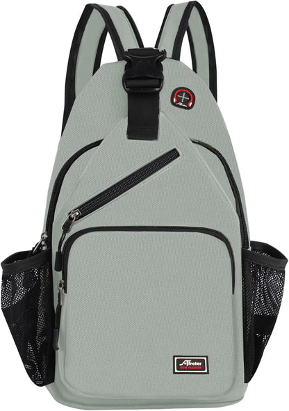 Crossbody Sling Backpack Men and Women Sling Bag Shoulder Backpack Travel Hiking Chest Bag Daypack (Grey)