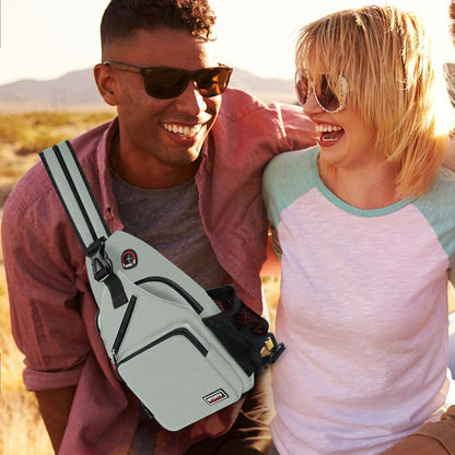 Crossbody Sling Backpack Men and Women Sling Bag Shoulder Backpack Travel Hiking Chest Bag Daypack (Grey)