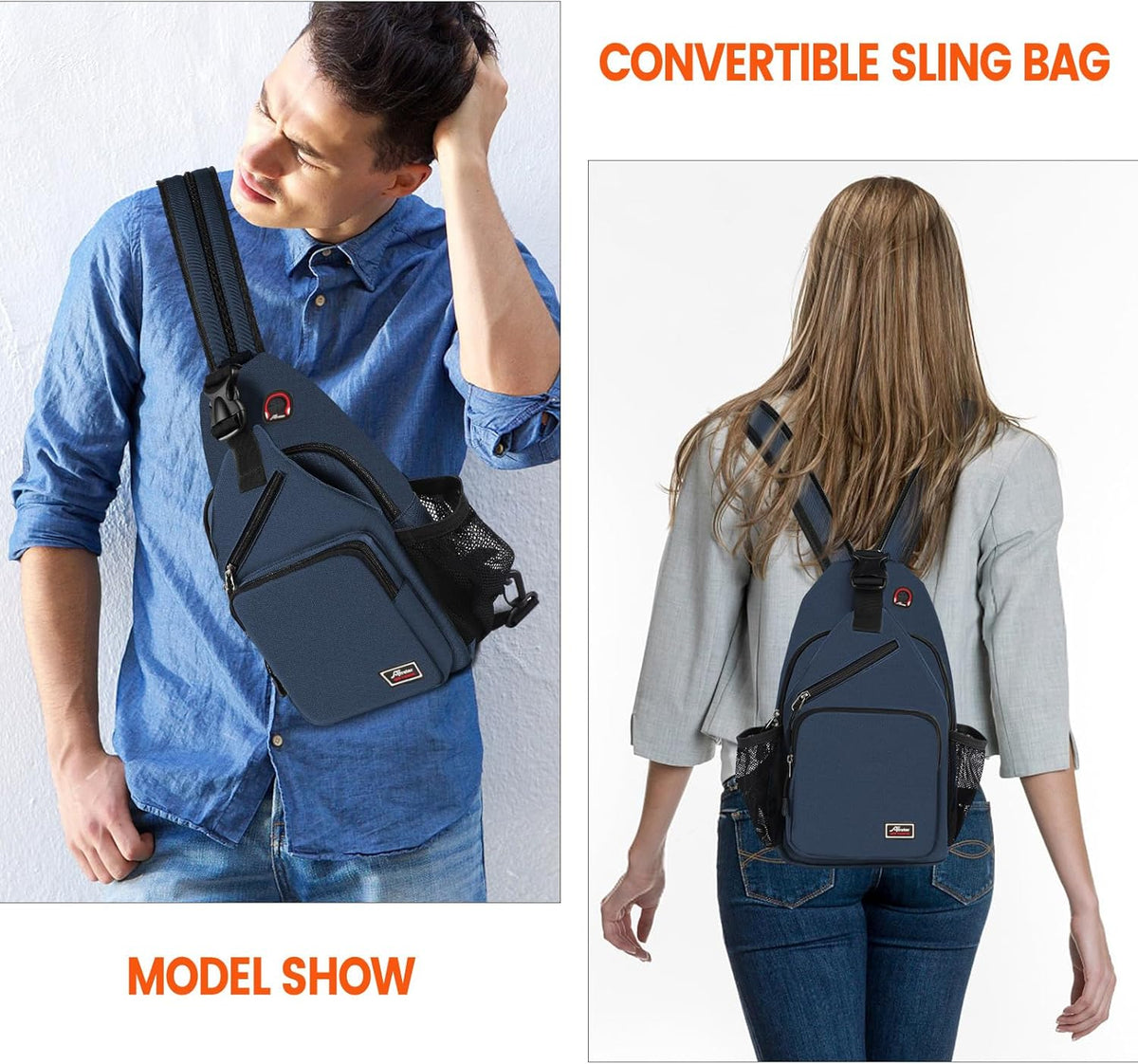 Crossbody Sling Backpack Men and Women Sling Bag Shoulder Backpack Travel Hiking Chest Bag Daypack (Grey)