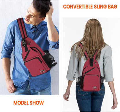 Crossbody Sling Backpack Men and Women Sling Bag Shoulder Backpack Travel Hiking Chest Bag Daypack (Grey)