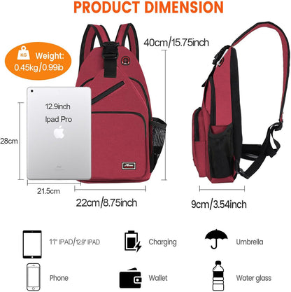 Crossbody Sling Backpack Men and Women Sling Bag Shoulder Backpack Travel Hiking Chest Bag Daypack (Grey)