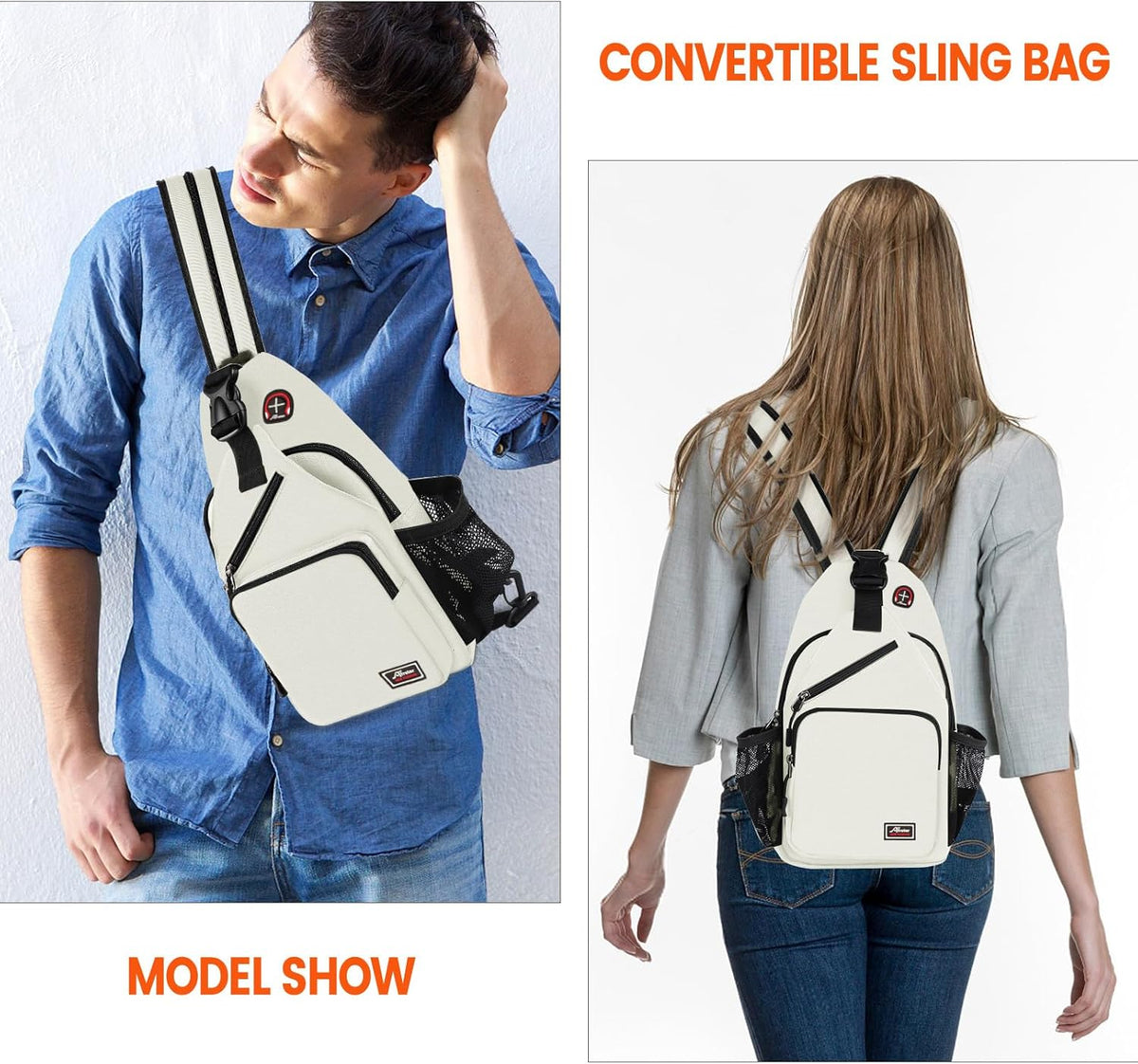 Crossbody Sling Backpack Men and Women Sling Bag Shoulder Backpack Travel Hiking Chest Bag Daypack (Grey)