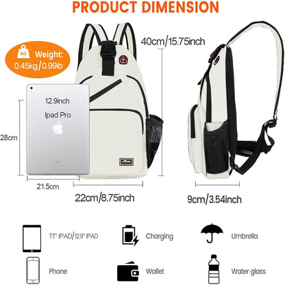 Crossbody Sling Backpack Men and Women Sling Bag Shoulder Backpack Travel Hiking Chest Bag Daypack (Grey)