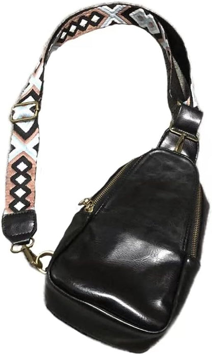Sling Bag for Women Chest Bag Small Crossbody Bag PU Leather Satchel Daypack Shoulder Backpack for Traveling Hiking