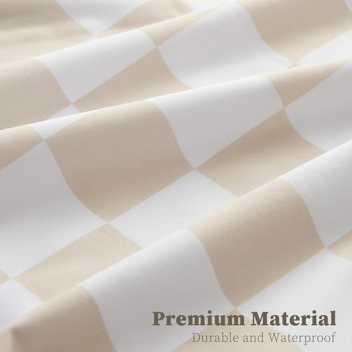 Checkered 2 Pcs Large Travel Laundry Bags for Dirty Clothes, Aesthetic Trendy Waterproof Washable Laundry Bag with Handle for Travel, Gym, Swimming Pool, Beige