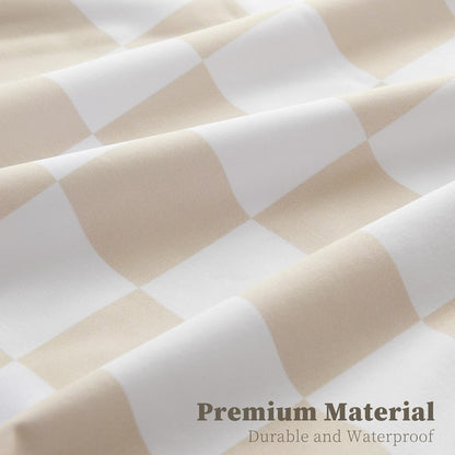 Checkered 2 Pcs Large Travel Laundry Bags for Dirty Clothes, Aesthetic Trendy Waterproof Washable Laundry Bag with Handle for Travel, Gym, Swimming Pool, Beige