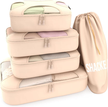 Packing Cubes for Travel with Laundry Bag (Air Black) | Suitcase organizer bags set: 4 water-resistant luggage cubes, XL to Small, + laundry bag for carry-on or checked