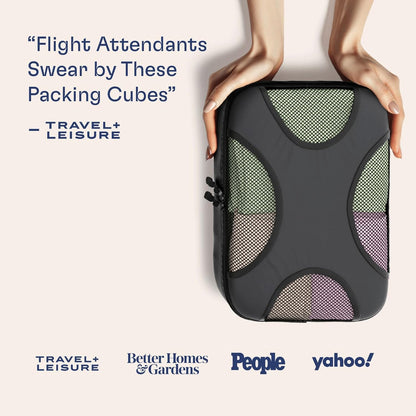 Packing Cubes for Travel with Laundry Bag (Air Black) | Suitcase organizer bags set: 4 water-resistant luggage cubes, XL to Small, + laundry bag for carry-on or checked