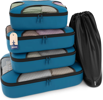 Packing Cubes for Travel with Laundry Bag (Air Black) | Suitcase organizer bags set: 4 water-resistant luggage cubes, XL to Small, + laundry bag for carry-on or checked