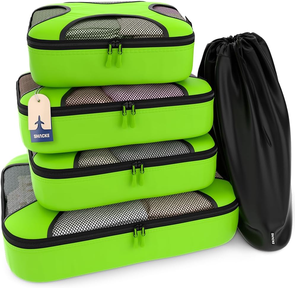 Packing Cubes for Travel with Laundry Bag (Air Black) | Suitcase organizer bags set: 4 water-resistant luggage cubes, XL to Small, + laundry bag for carry-on or checked