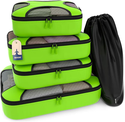Packing Cubes for Travel with Laundry Bag (Air Black) | Suitcase organizer bags set: 4 water-resistant luggage cubes, XL to Small, + laundry bag for carry-on or checked