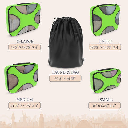 Packing Cubes for Travel with Laundry Bag (Air Black) | Suitcase organizer bags set: 4 water-resistant luggage cubes, XL to Small, + laundry bag for carry-on or checked
