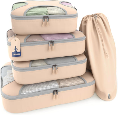 Packing Cubes for Travel with Laundry Bag (Air Black) | Suitcase organizer bags set: 4 water-resistant luggage cubes, XL to Small, + laundry bag for carry-on or checked