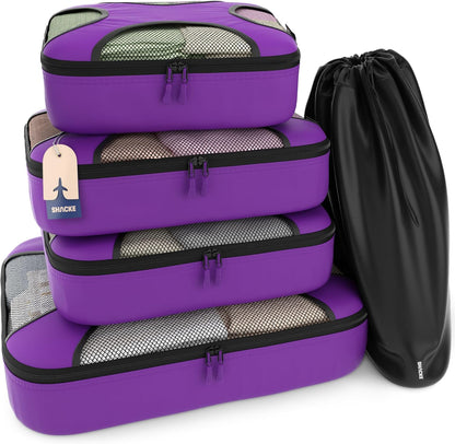 Packing Cubes for Travel with Laundry Bag (Air Black) | Suitcase organizer bags set: 4 water-resistant luggage cubes, XL to Small, + laundry bag for carry-on or checked