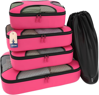 Packing Cubes for Travel with Laundry Bag (Air Black) | Suitcase organizer bags set: 4 water-resistant luggage cubes, XL to Small, + laundry bag for carry-on or checked