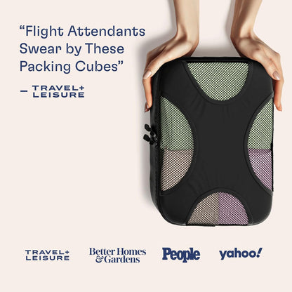 Packing Cubes for Travel with Laundry Bag (Air Black) | Suitcase organizer bags set: 4 water-resistant luggage cubes, XL to Small, + laundry bag for carry-on or checked