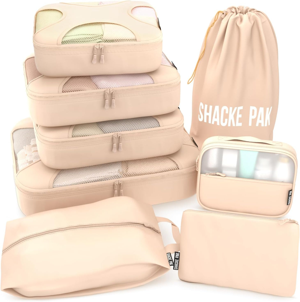 Packing Cubes for Travel with Laundry Bag (Air Black) | Suitcase organizer bags set: 4 water-resistant luggage cubes, XL to Small, + laundry bag for carry-on or checked