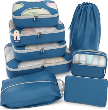 Packing Cubes for Travel with Laundry Bag (Air Black) | Suitcase organizer bags set: 4 water-resistant luggage cubes, XL to Small, + laundry bag for carry-on or checked
