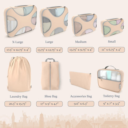 Packing Cubes for Travel with Laundry Bag (Air Black) | Suitcase organizer bags set: 4 water-resistant luggage cubes, XL to Small, + laundry bag for carry-on or checked