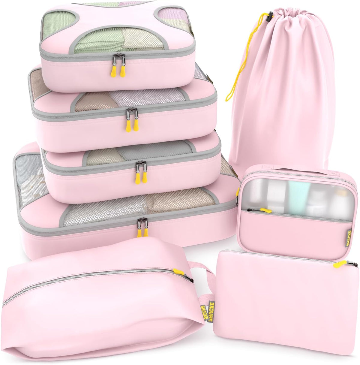 Packing Cubes for Travel with Laundry Bag (Air Black) | Suitcase organizer bags set: 4 water-resistant luggage cubes, XL to Small, + laundry bag for carry-on or checked