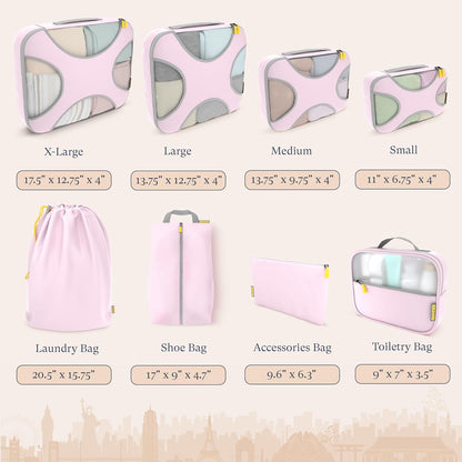 Packing Cubes for Travel with Laundry Bag (Air Black) | Suitcase organizer bags set: 4 water-resistant luggage cubes, XL to Small, + laundry bag for carry-on or checked