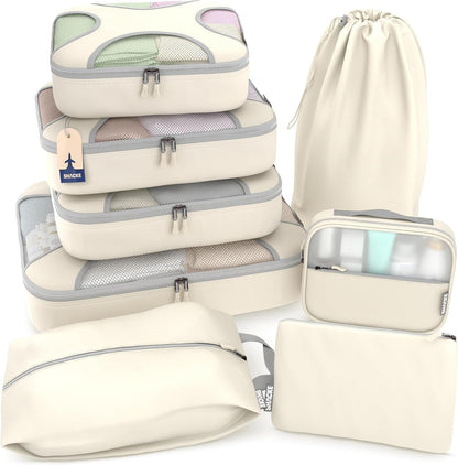Packing Cubes for Travel with Laundry Bag (Air Black) | Suitcase organizer bags set: 4 water-resistant luggage cubes, XL to Small, + laundry bag for carry-on or checked