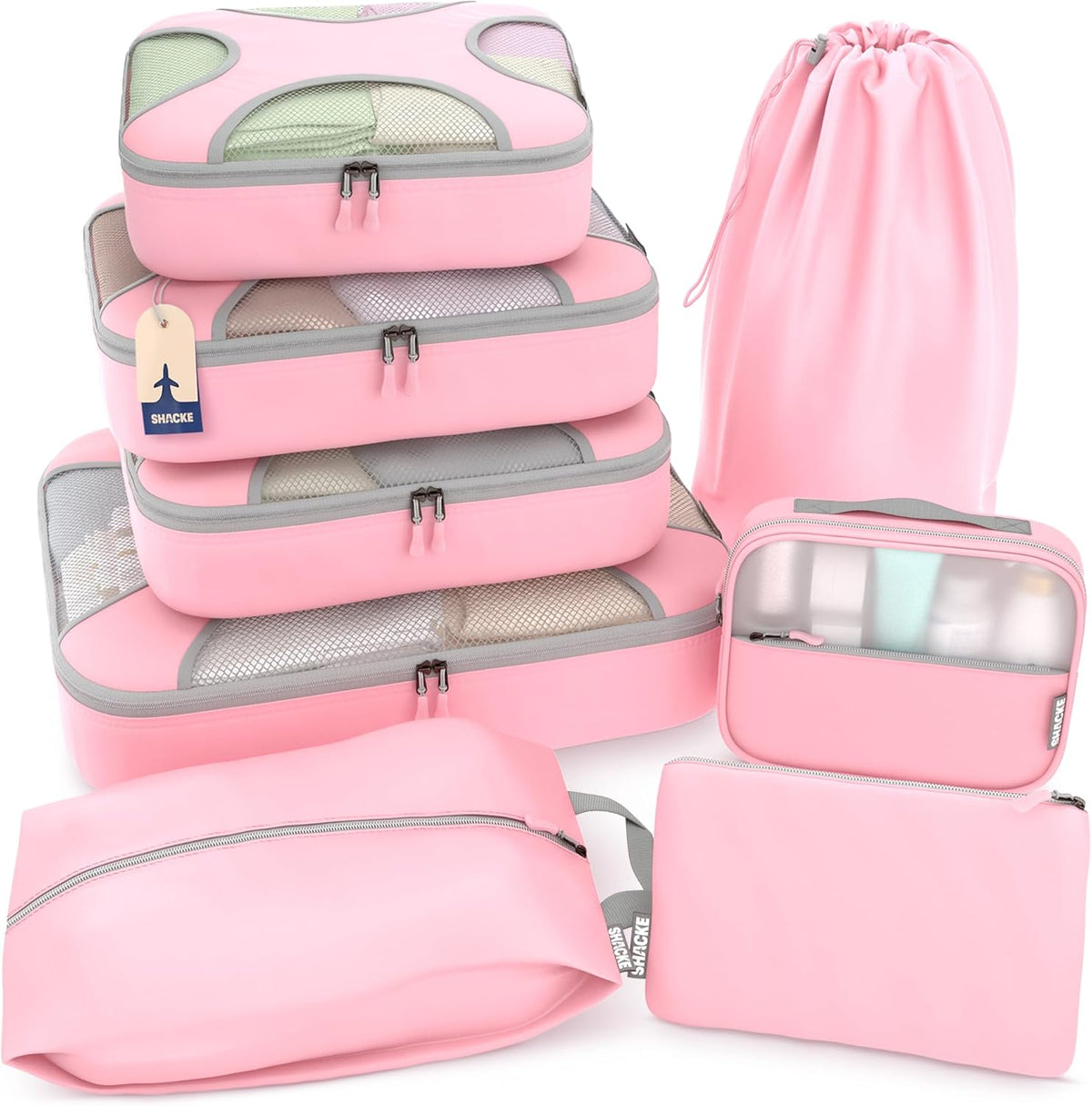 Packing Cubes for Travel with Laundry Bag (Air Black) | Suitcase organizer bags set: 4 water-resistant luggage cubes, XL to Small, + laundry bag for carry-on or checked