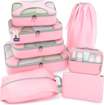 Packing Cubes for Travel with Laundry Bag (Air Black) | Suitcase organizer bags set: 4 water-resistant luggage cubes, XL to Small, + laundry bag for carry-on or checked