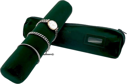 Travel Jewelry Roll, Organizer for Brackets Bangles Watches, Great Jewelry Organizer for Travel, Black (Black, Large)