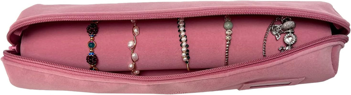 Travel Jewelry Roll, Organizer for Brackets Bangles Watches, Great Jewelry Organizer for Travel, Black (Black, Large)