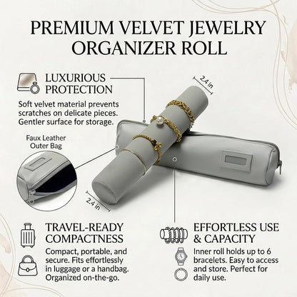 Travel Jewelry Roll, Organizer for Brackets Bangles Watches, Great Jewelry Organizer for Travel, Black (Black, Large)