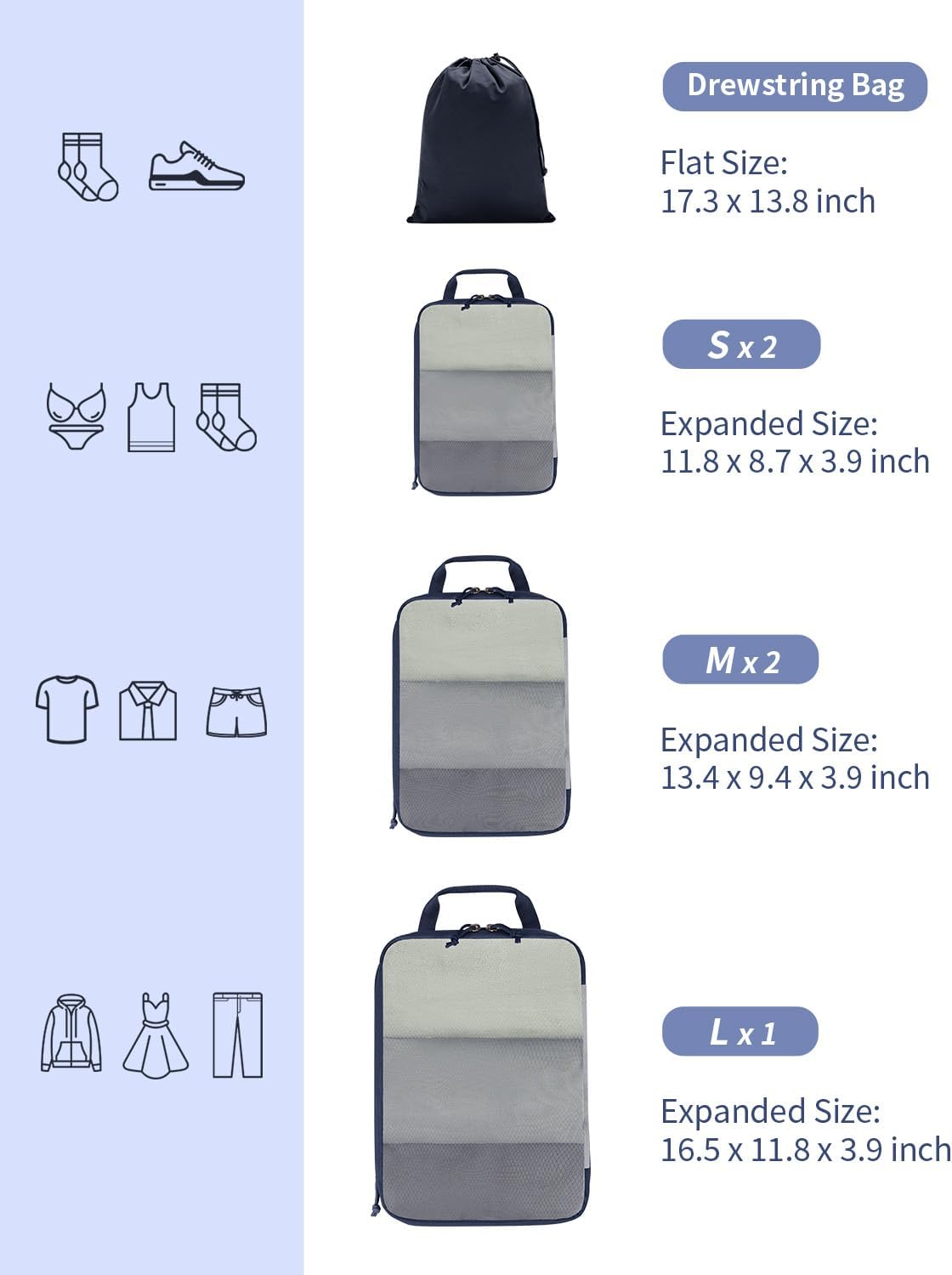 6 Set Compression Packing Cubes, Lightweight Beach Vacation Travel Essentials Durable Travel Accessories for Suitcase Carry On Luggage Organizer Bags with YKK Zippers Shoe Bag, Beige