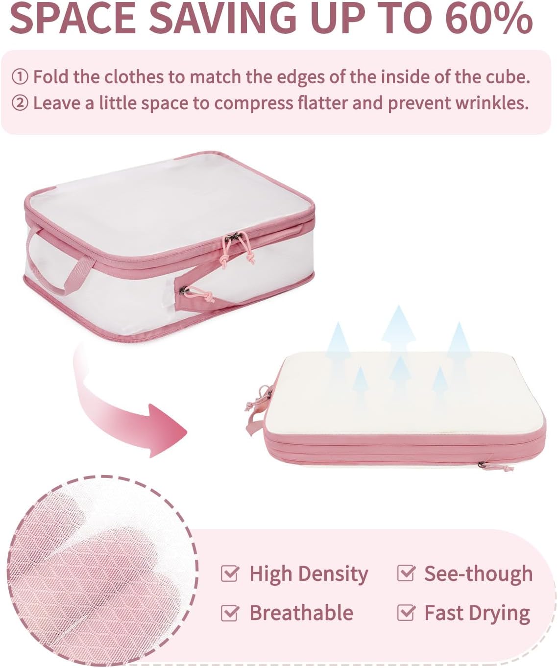 6 Set Compression Packing Cubes, Lightweight Beach Vacation Travel Essentials Durable Travel Accessories for Suitcase Carry On Luggage Organizer Bags with YKK Zippers Shoe Bag, Beige