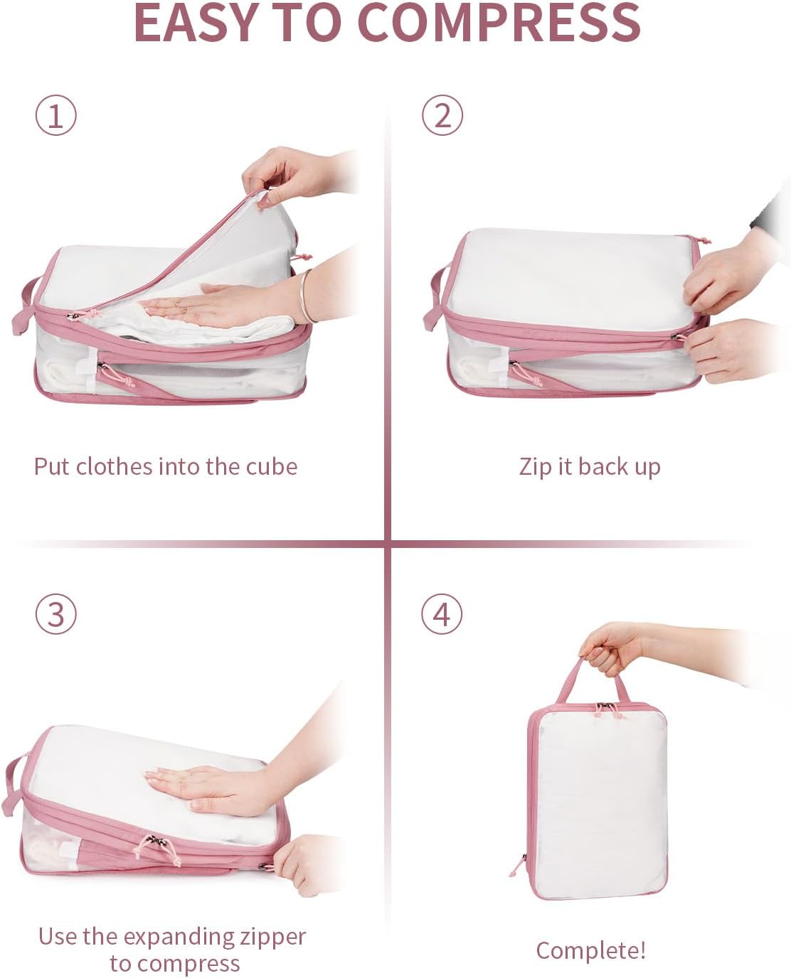 6 Set Compression Packing Cubes, Lightweight Beach Vacation Travel Essentials Durable Travel Accessories for Suitcase Carry On Luggage Organizer Bags with YKK Zippers Shoe Bag, Beige