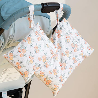 2 Sizes Wet Bags, Waterproof Storage Bag for Baby Diapers and Pump Parts, Reusable Diaper Bag with Zippered Pockets and Handle, Travel Bags, Beach, Pool, Gym Bag for Swimsuits & Wet Clothes, Set of 2