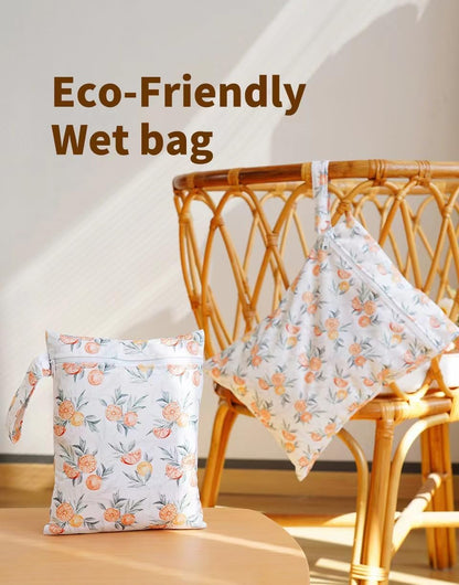 2 Sizes Wet Bags, Waterproof Storage Bag for Baby Diapers and Pump Parts, Reusable Diaper Bag with Zippered Pockets and Handle, Travel Bags, Beach, Pool, Gym Bag for Swimsuits & Wet Clothes, Set of 2