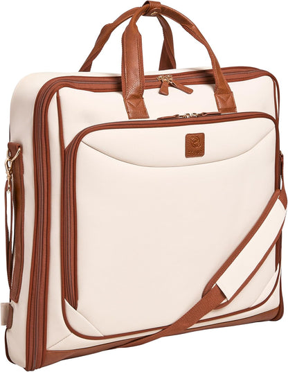 Premium Suit Garment Bag Carry On - Hangs 4 Suits - Travel & Business with Shoulder Strap and Laptop Compartment
