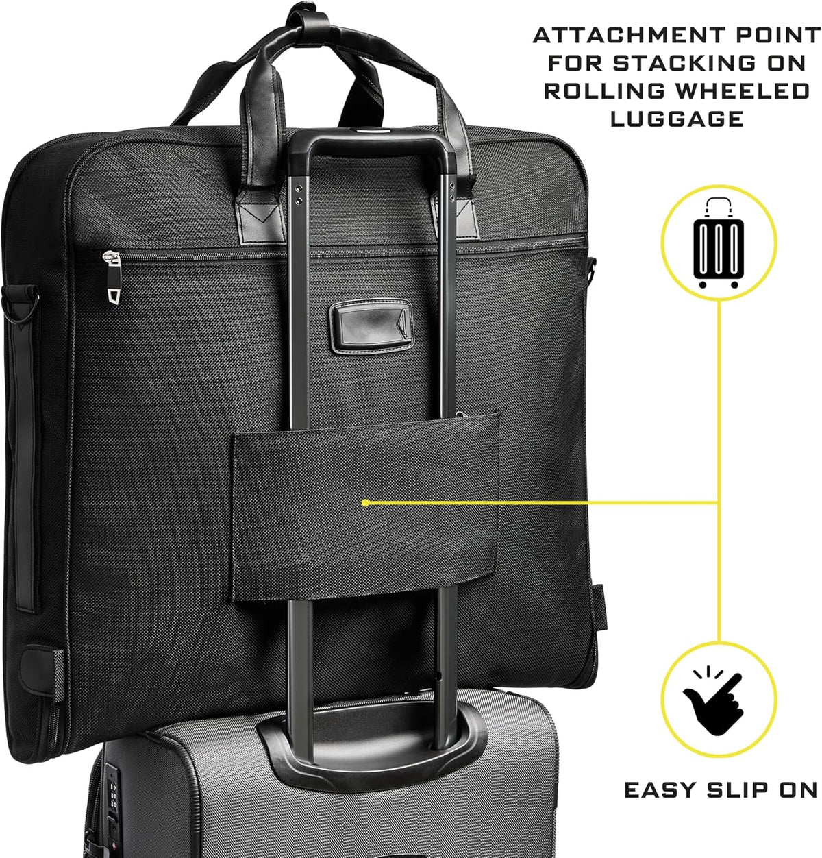 Premium Suit Garment Bag Carry On - Hangs 4 Suits - Travel & Business with Shoulder Strap and Laptop Compartment