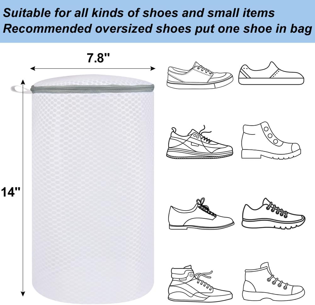 Shoe Washing Machine Bag, 2 Pack Honeycomb Mesh Laundry Bag with Zipper for Sneakers, Running Shoes, Sock, Bras, Delicates and Toys