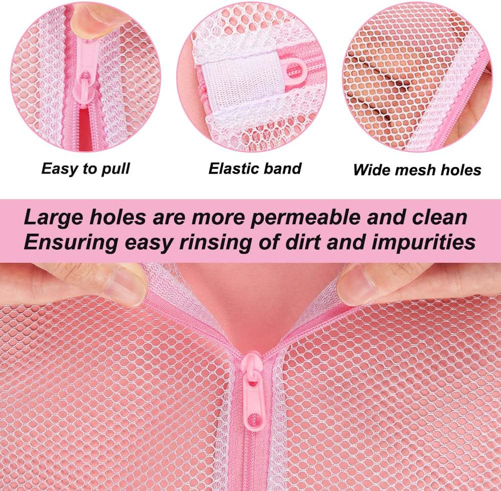 Shoe Washing Machine Bag, 2 Pack Honeycomb Mesh Laundry Bag with Zipper for Sneakers, Running Shoes, Sock, Bras, Delicates and Toys
