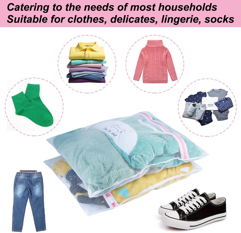 Shoe Washing Machine Bag, 2 Pack Honeycomb Mesh Laundry Bag with Zipper for Sneakers, Running Shoes, Sock, Bras, Delicates and Toys
