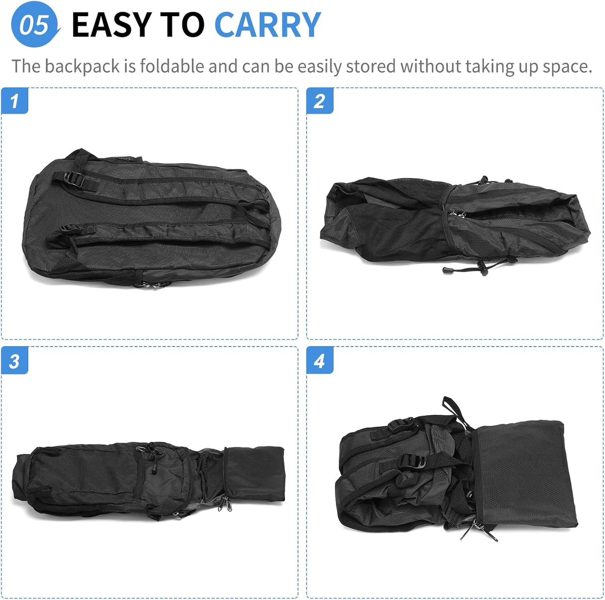Hiking Daypack Packable, Camping Backpack Water Resistant Lightweight Polyester for Men Women Travel Outdoor