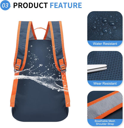 Hiking Daypack Packable, Camping Backpack Water Resistant Lightweight Polyester for Men Women Travel Outdoor