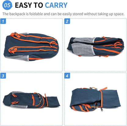 Hiking Daypack Packable, Camping Backpack Water Resistant Lightweight Polyester for Men Women Travel Outdoor