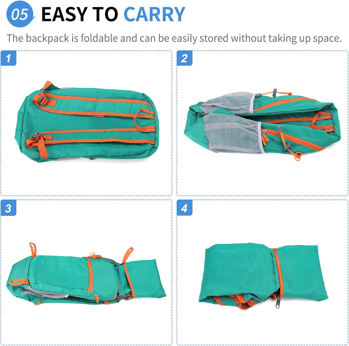 Hiking Daypack Packable, Camping Backpack Water Resistant Lightweight Polyester for Men Women Travel Outdoor