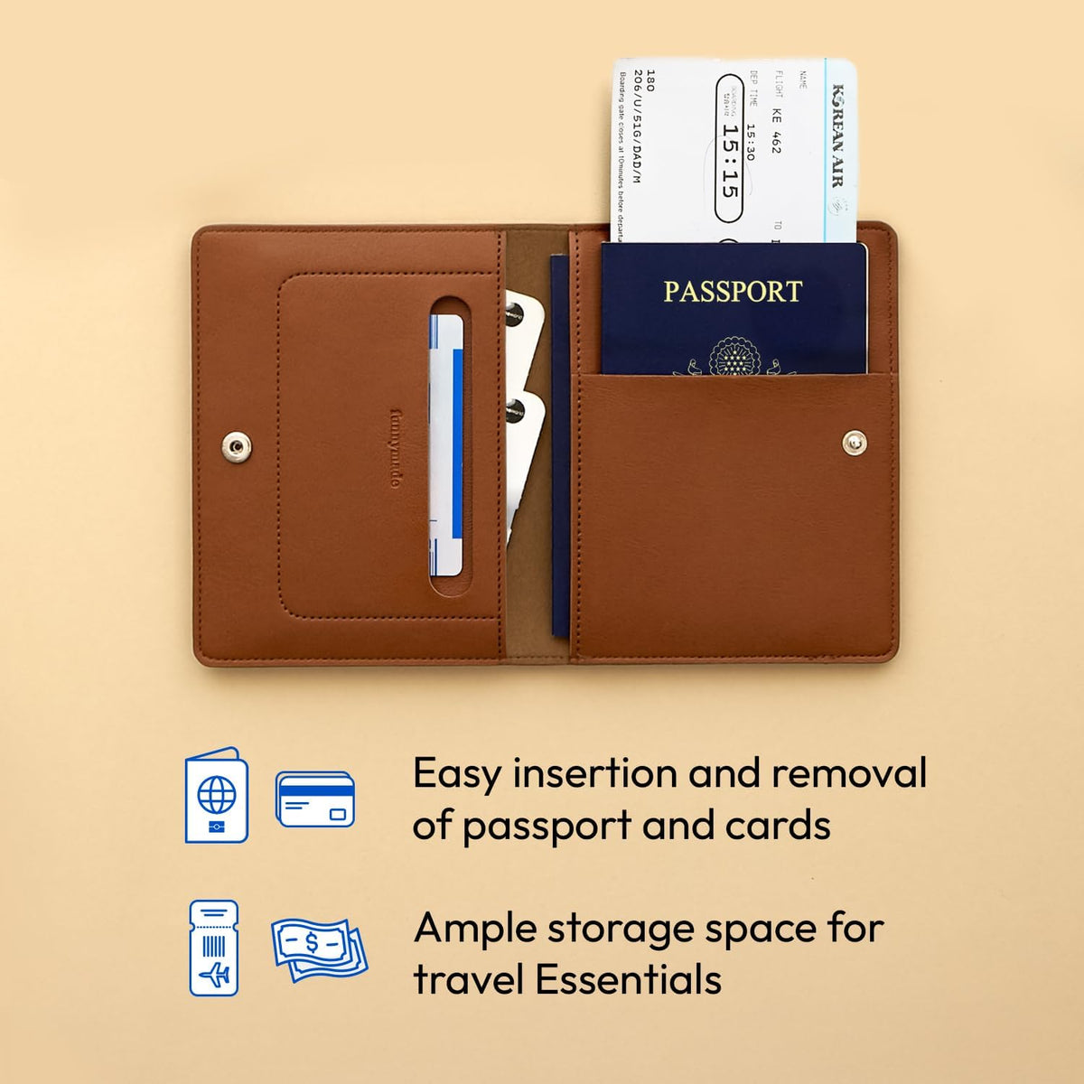 Premium RFID Blocking Leather Passport Holder & Wallet – Fog Blue | Family Travel Document Organizer – for 2 Passports, Cards, Boarding Passes & Travel Essentials